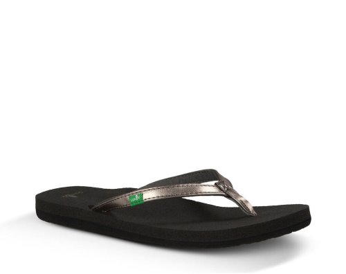 Női Strandpapucs - Sanuk Yoga Joy Metallic - Sanuk Fekete / Arany Cipő SUKNRE264